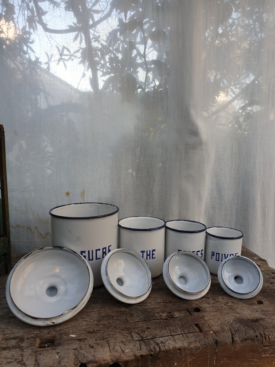 Pots à épices en tôle émaillée, rangement épices et Pots à épices en tôle émaillée, rangement épices et