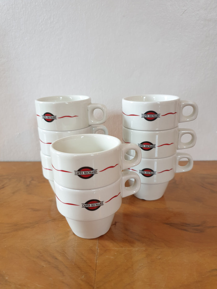 Lot de 8 tasses de bistrot de la marque Cafés Richard – pixievintage