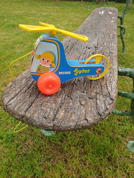 Jouet en bois vintage Hélicoptère Fisher Price