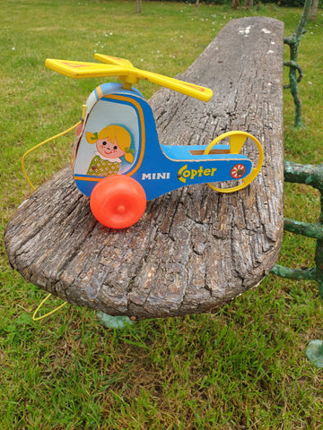 Jouet en bois vintage Hélicoptère Fisher Price