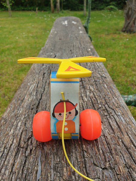 Jouet en bois vintage Hélicoptère Fisher Price