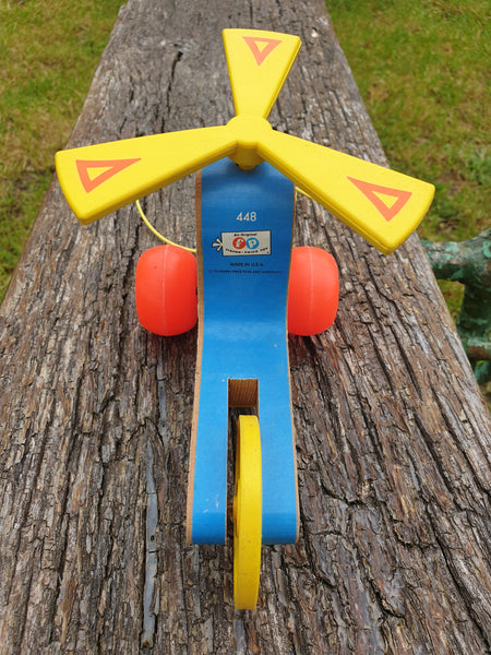 Jouet en bois vintage Hélicoptère Fisher Price