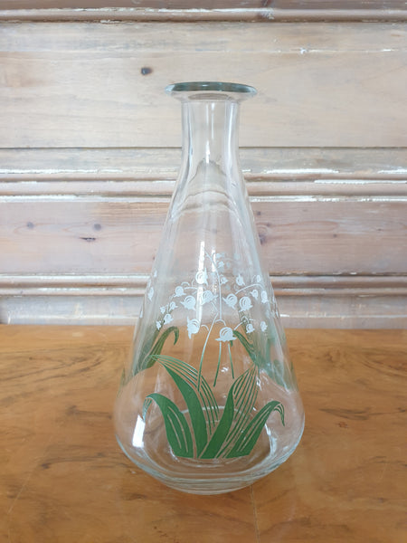 Carafe en verre motif « Muguet » années 50