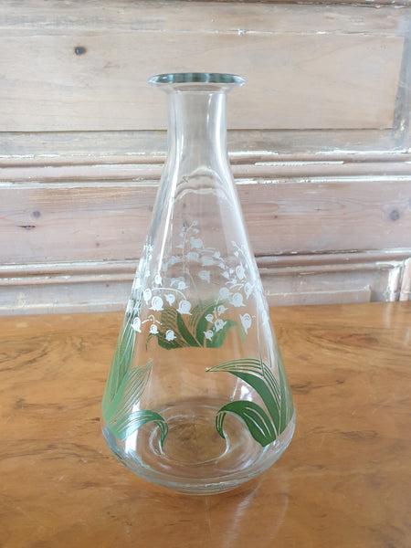 Carafe en verre motif « Muguet » années 50