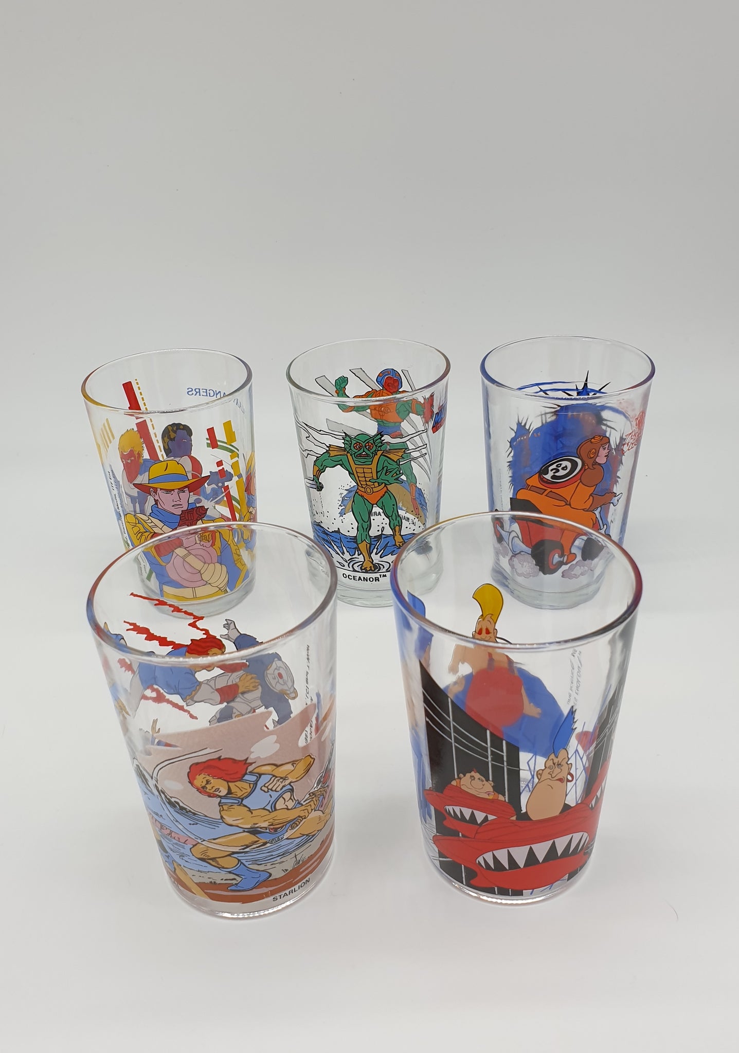 Lot de 5 verres dessins animés années 80