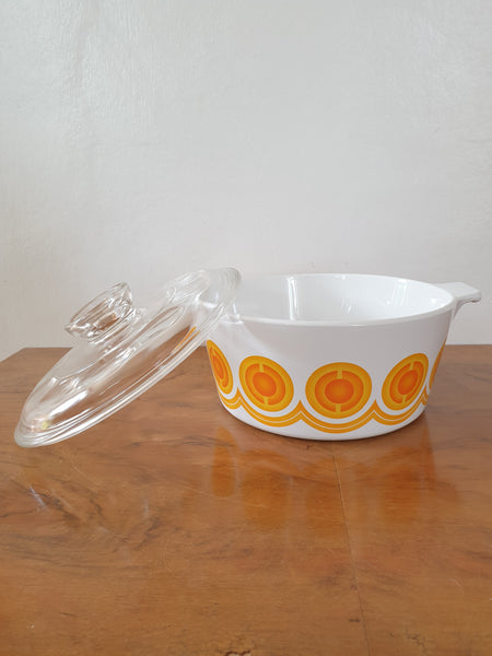 Cocotte Pyroflam Electro vintage à motifs orange