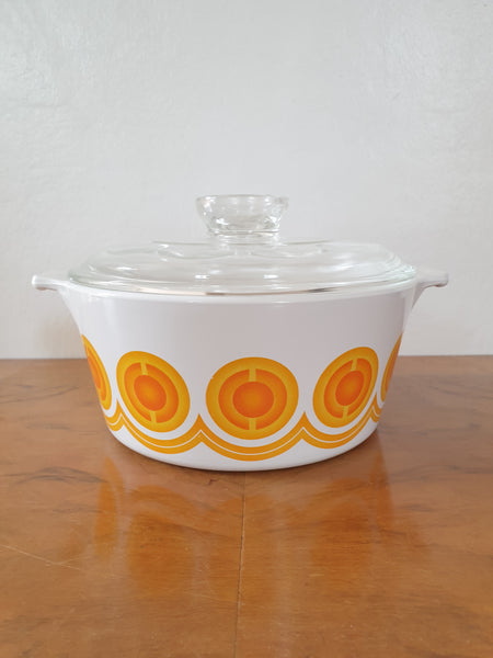 Cocotte Pyroflam Electro vintage à motifs orange