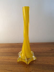 Vase Soliflore en verre jaune avec petit liseré noir