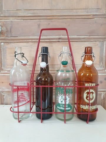 Porte-bouteilles vintage avec ses 4 bouteilles