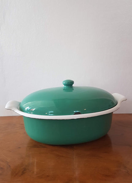 Cocotte verte en tôle émaillée années 50/60