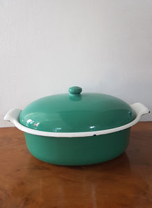 Cocotte verte en tôle émaillée années 50/60