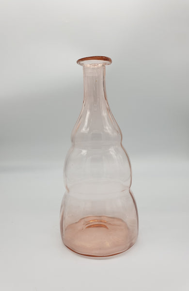Carafe années 30 en verre rose et ses 4 verres