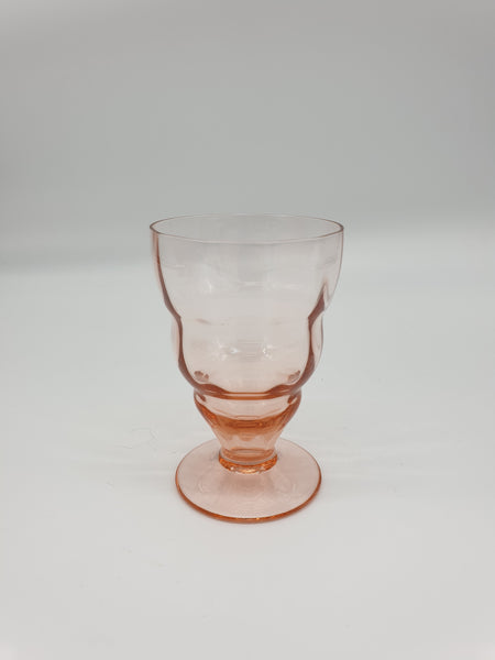 Carafe années 30 en verre rose et ses 4 verres