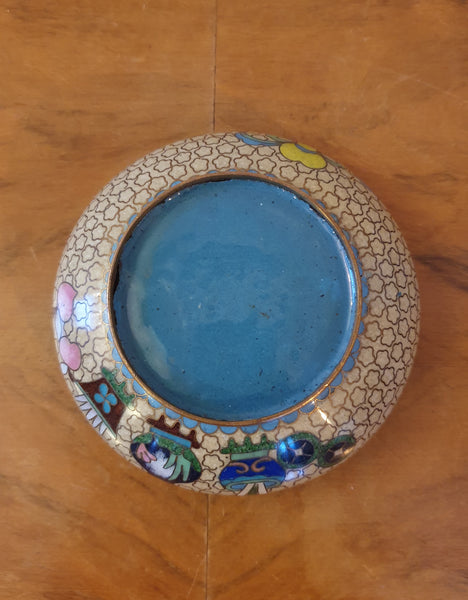 Boîte ronde ancienne en émaux cloisonnés - ASIE