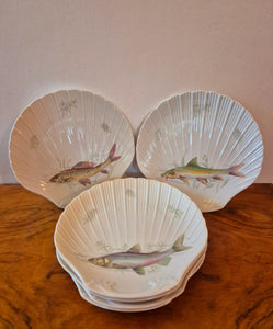 6 Assiettes à poisson en porcelaine de Sologne Limoges