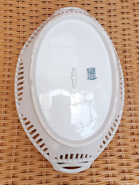 Corbeille en porcelaine Bavaria motif « Perroquets »