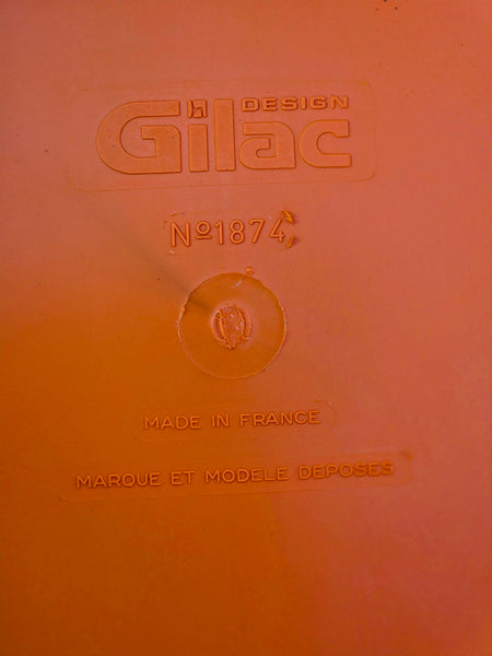 Salon de jardin orange années 70 en plastique moulé Design GILAC