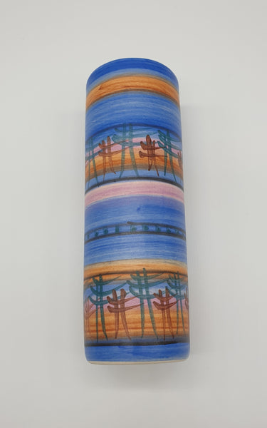 Vase forme rouleau en Vallauris polychrome signé MG (Michel Gorgeon)