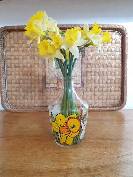 Carafe printanière motif Jonquilles