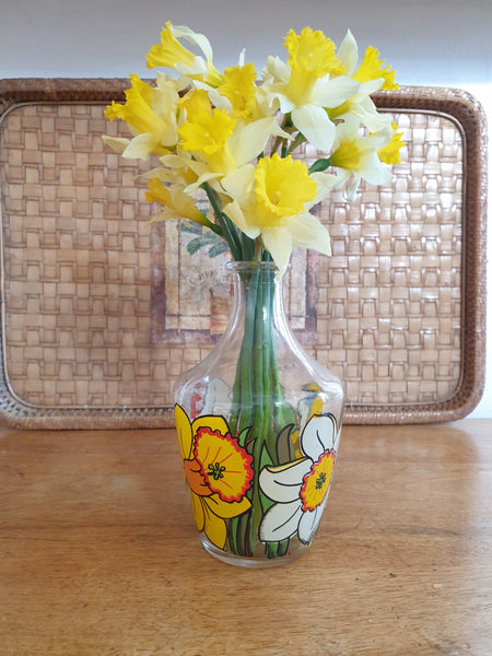 Carafe printanière motif Jonquilles