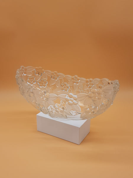 Coupe à fruits/vide-poche en verre à décor de fleurs