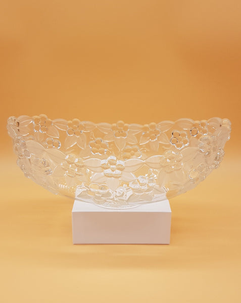 Coupe à fruits/vide-poche en verre à décor de fleurs