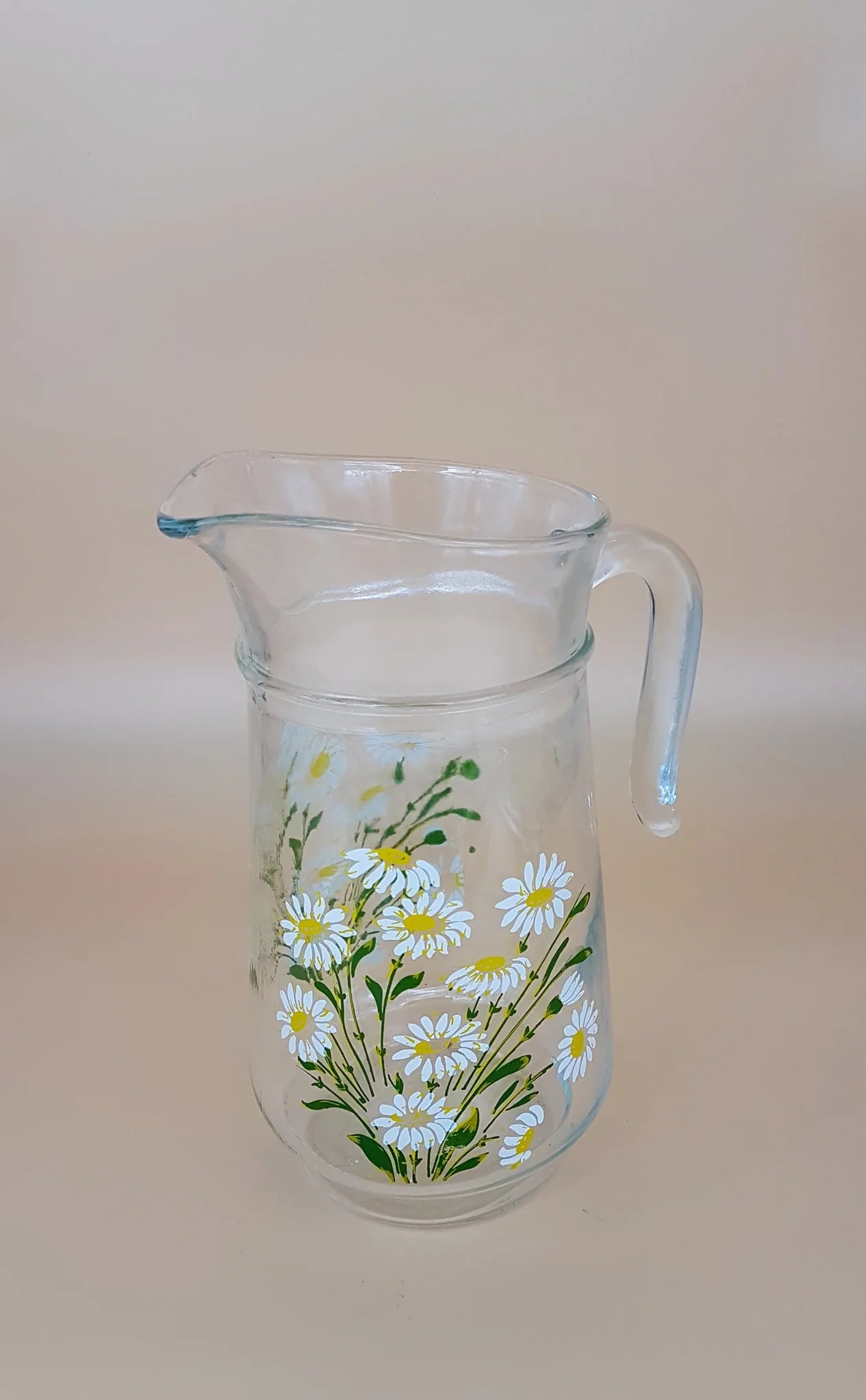 Pichet en verre motif marguerites