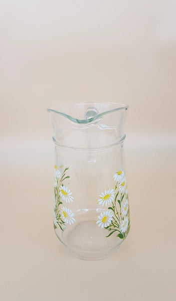 Pichet en verre motif marguerites